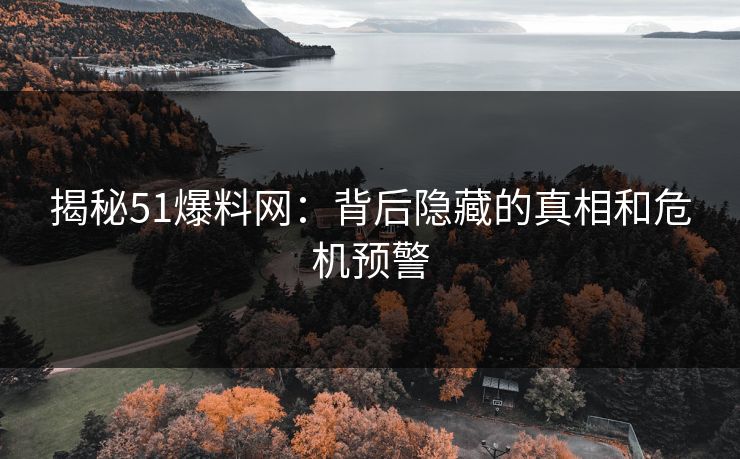 揭秘51爆料网:背后隐藏的真相和危机预警